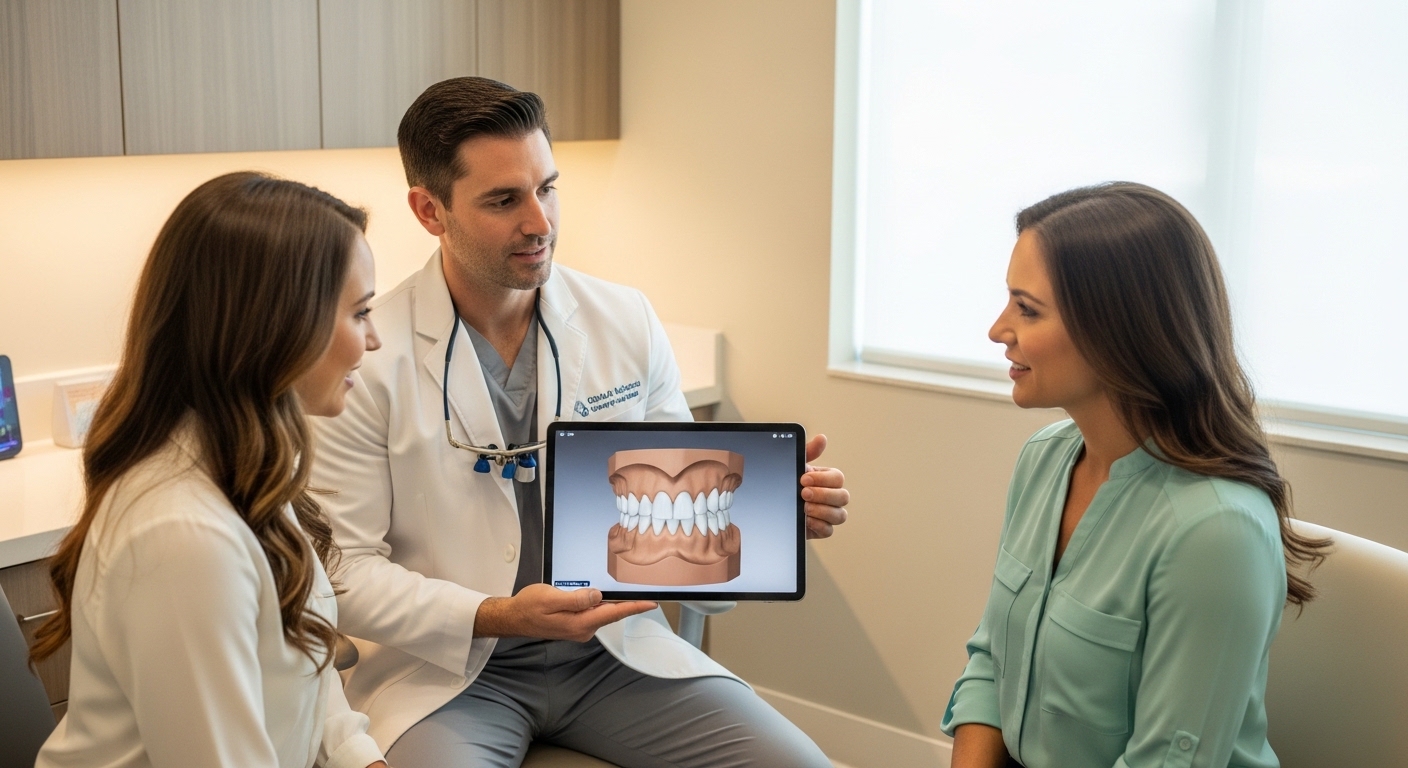 Dentist in Palm Harbor consulting a patient about dental crowns